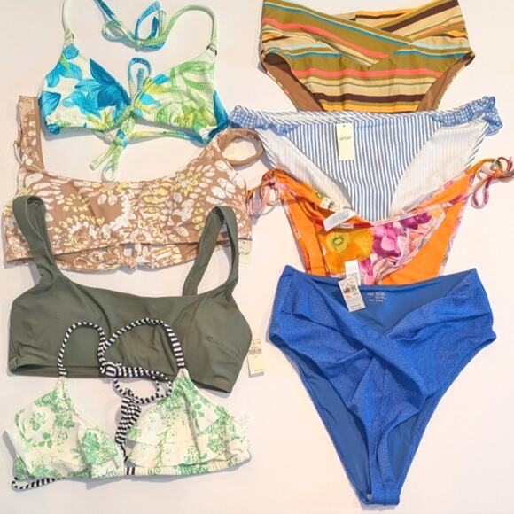 NWT Lot Of 8 Aerie Bikini Separates Tops & Bottoms Mismatched Sets Size L Large - Picture 1 of 3